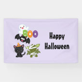 Cute Halloween Cat, Bat, Mummy & Ghost Spandoek (Horizontaal)
