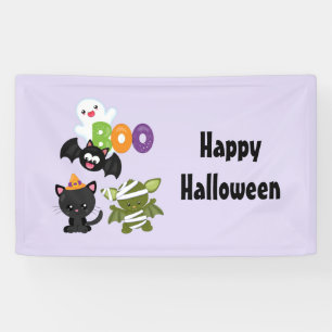 Cute Halloween Cat, Bat, Mummy & Ghost Spandoek