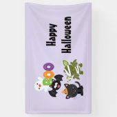 Cute Halloween Cat, Bat, Mummy & Ghost Spandoek (Verticaal)