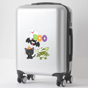 Cute Halloween Cat, Bat, Mummy & Ghost Sticker