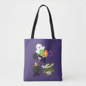 Cute Halloween Cat, Bat, Mummy & Ghost Tote Bag (Voorkant)