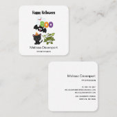 Cute Halloween Cat, Bat, Mummy & Ghost Vierkante Visitekaartje (Voorkant / Achterkant)