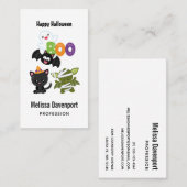 Cute Halloween Cat, Bat, Mummy & Ghost Visitekaartje (Voorkant / Achterkant)