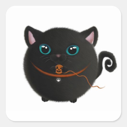 Cute Halloween Cat Borb Sticker (Voorkant)