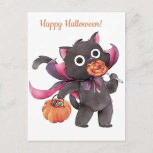 Cute Halloween Cat Briefkaart