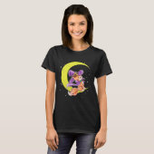 Cute Halloween Cat Costume Witch Hat and Moon T-shirt (Voorkant volledig)