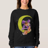 Cute Halloween Cat Costume Witch Hat and Moon Trui (Voorkant)