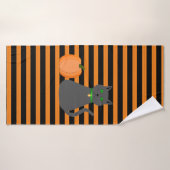 Cute Halloween Cat en Pumpkin Badhanddoek (Badhanddoek)