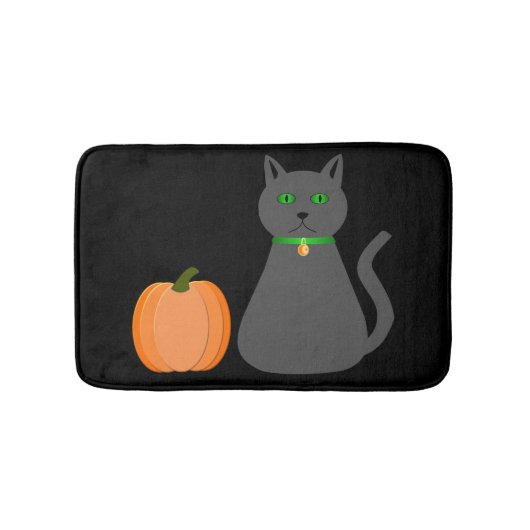 Cute Halloween Cat en Pumpkin Badmat (Voorkant)