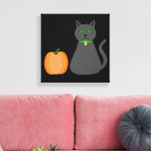 Cute Halloween Cat en Pumpkin Canvas Afdruk (Insitu (Woonkamer))