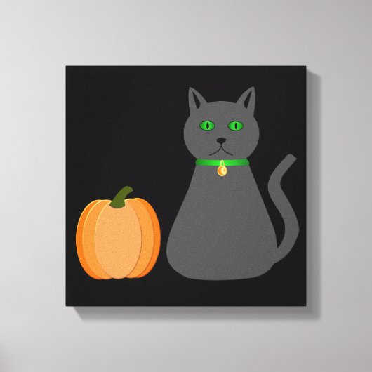 Cute Halloween Cat en Pumpkin Canvas Afdruk (Voorkant)