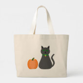 Cute Halloween Cat en Pumpkin Grote Tote Bag (Achterkant)