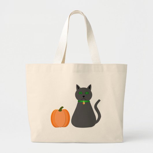 Cute Halloween Cat en Pumpkin Grote Tote Bag (Voorkant)