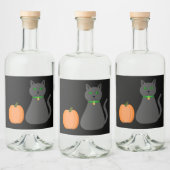 Cute Halloween Cat en Pumpkin Likeurfles Etiket (Flessen)
