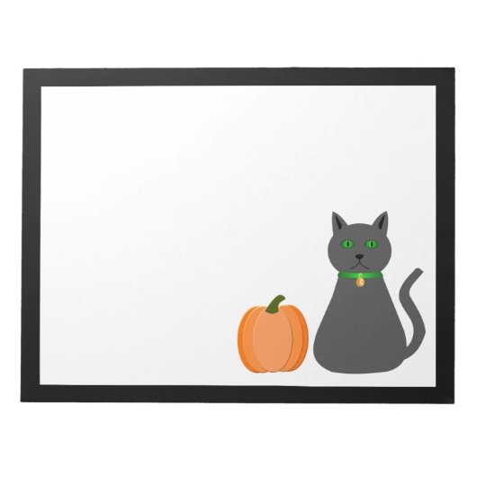 Cute Halloween Cat en Pumpkin Notitieblok (Voorkant)