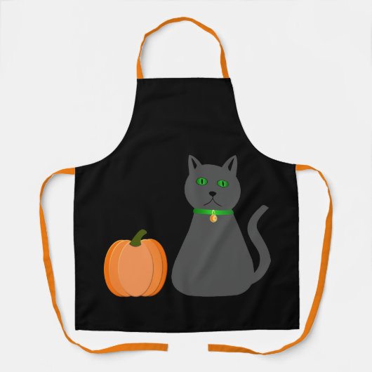 Cute Halloween Cat en Pumpkin Schort (Voorkant)