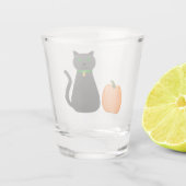 Cute Halloween Cat en Pumpkin Shot Glas (Achterkant)