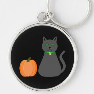 Cute Halloween Cat en Pumpkin Sleutelhanger