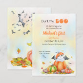 Cute Halloween Cat in Pumpkin Invitation Kaart (Voorkant / Achterkant)
