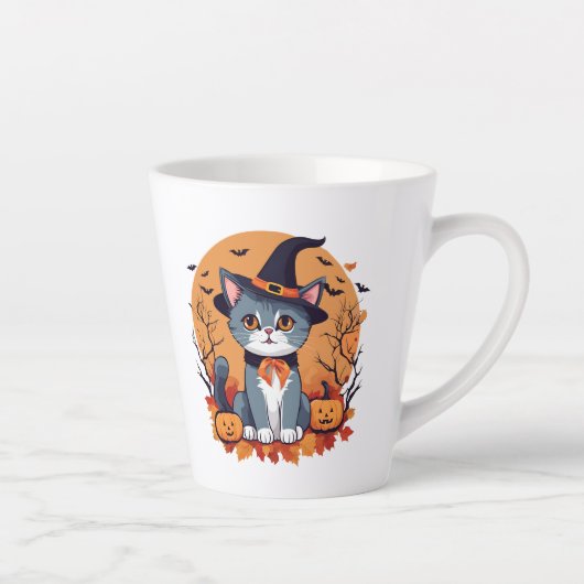 Cute Halloween Cat Latte Mok (Rechts)