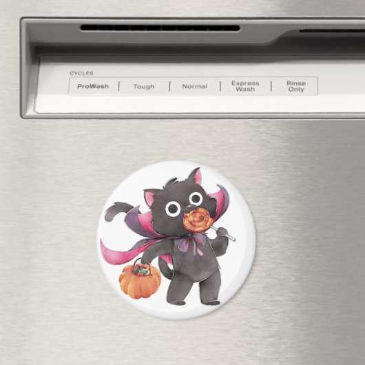 Cute Halloween Cat Magnet (Insitu (Vaatwasser))