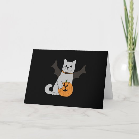 Cute Halloween Cat met pompoenkredietkaartfles Kaart (Voorkant)