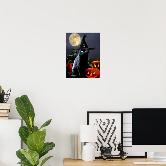 Cute Halloween cat poster (Thuiskantoor)