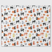 Cute Halloween Cat Spooky Cadeaupapier (Vlak)