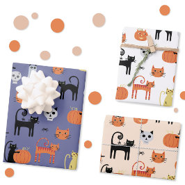 Cute Halloween Cat Spooky Inpakpapier Vel