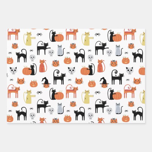 Cute Halloween Cat Spooky Inpakpapier Vel (Voorkant 2)