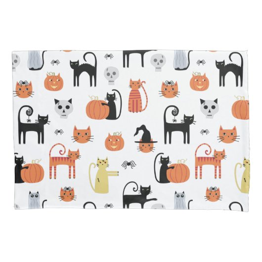 Cute Halloween Cat Spooky Kussensloop (Voorkant-Links)