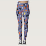 Cute Halloween Cat Spooky Leggings<br><div class="desc">Kute en spooky halloween kattenpatroon op een paarse achtergrond met kattenheks,  pompoenen,  spinnen,  schedels,  geesten en zombies. Eek! Originele kunst van Nic Squirrell.</div>