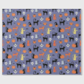 Cute Halloween Cat Spooky Paars Cadeaupapier (Vlak)