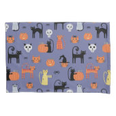 Cute Halloween Cat Spooky Paars Kussensloop (Voorkant-Links)