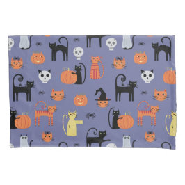 Cute Halloween Cat Spooky Paars Kussensloop