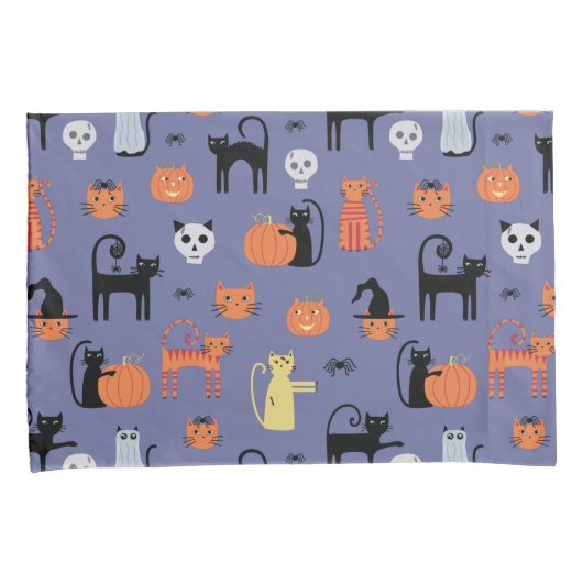 Cute Halloween Cat Spooky Paars Kussensloop (Voorkant-Rechts)