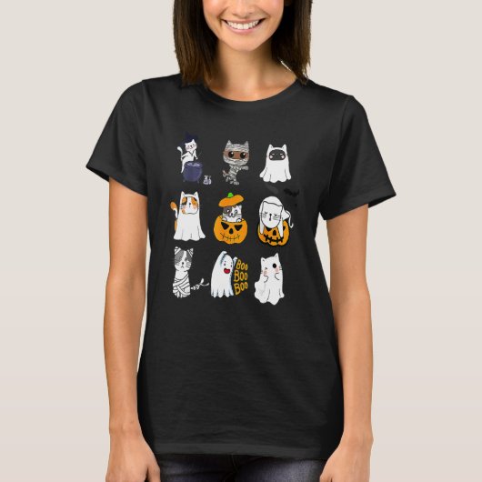 Cute Halloween Cat Spooky Season T-shirt (Voorkant)