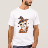 Cute Halloween Cat with Pumpkin T-shirt (Voorkant)