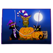 Cute Halloween Cats and Owl Large Cadeautasje (Voorkant)