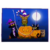 Cute Halloween Cats and Owl Large Cadeautasje (Achterkant)