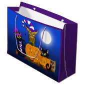 Cute Halloween Cats and Owl Large Cadeautasje (Voorkant Gekanteld)