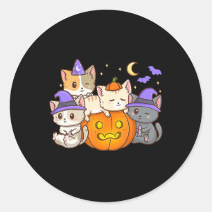 Cute Halloween Cats Anime Cat Kawaii Pumpkin Cat L Ronde Sticker