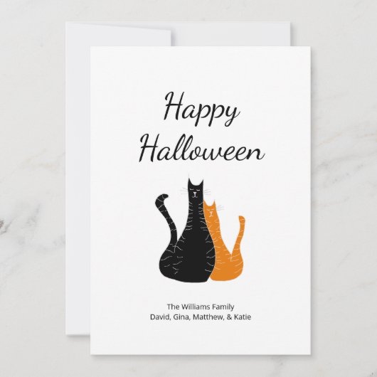 Cute Halloween Cats Black Sinaasappel Feestdagenkaart (Voorkant)