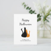 Cute Halloween Cats Black Sinaasappel Feestdagenkaart (Staand voorkant)