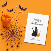 Cute Halloween Cats Black Sinaasappel Feestdagenkaart
