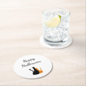 Cute Halloween Cats Black Sinaasappel Ronde Kartonnen Onderzetter (Insitu)