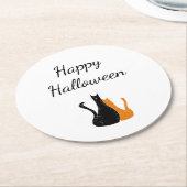 Cute Halloween Cats Black Sinaasappel Ronde Kartonnen Onderzetter (Gebogen)