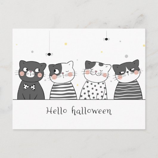 Cute Halloween Cats Briefkaart (Voorkant)