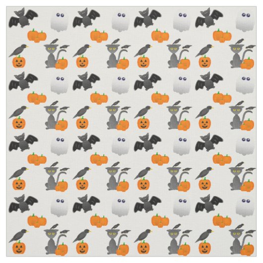 Cute Halloween character Bat, cat, pumpkin, spook Stof (Swatch)