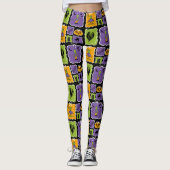 Cute Halloween Characters Frankensteins & Zombies Leggings (Voorkant)